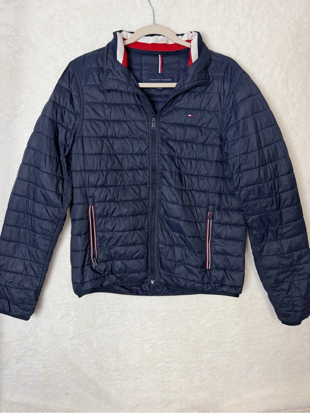 Tommy Hilfiger Puffer Light Weight Jacket Full Zip Navy Blue Small